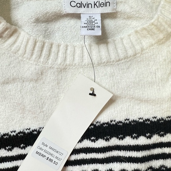 Calvin Klein Black & White Geometric Knit Sweater - Size S NWT - Picture 5 of 5